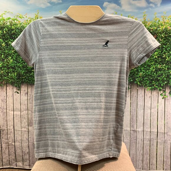 Kangol T-Shirt Light Grey Stripes Mens Size Small (SKU: 9M) - Picture 1 of 6
